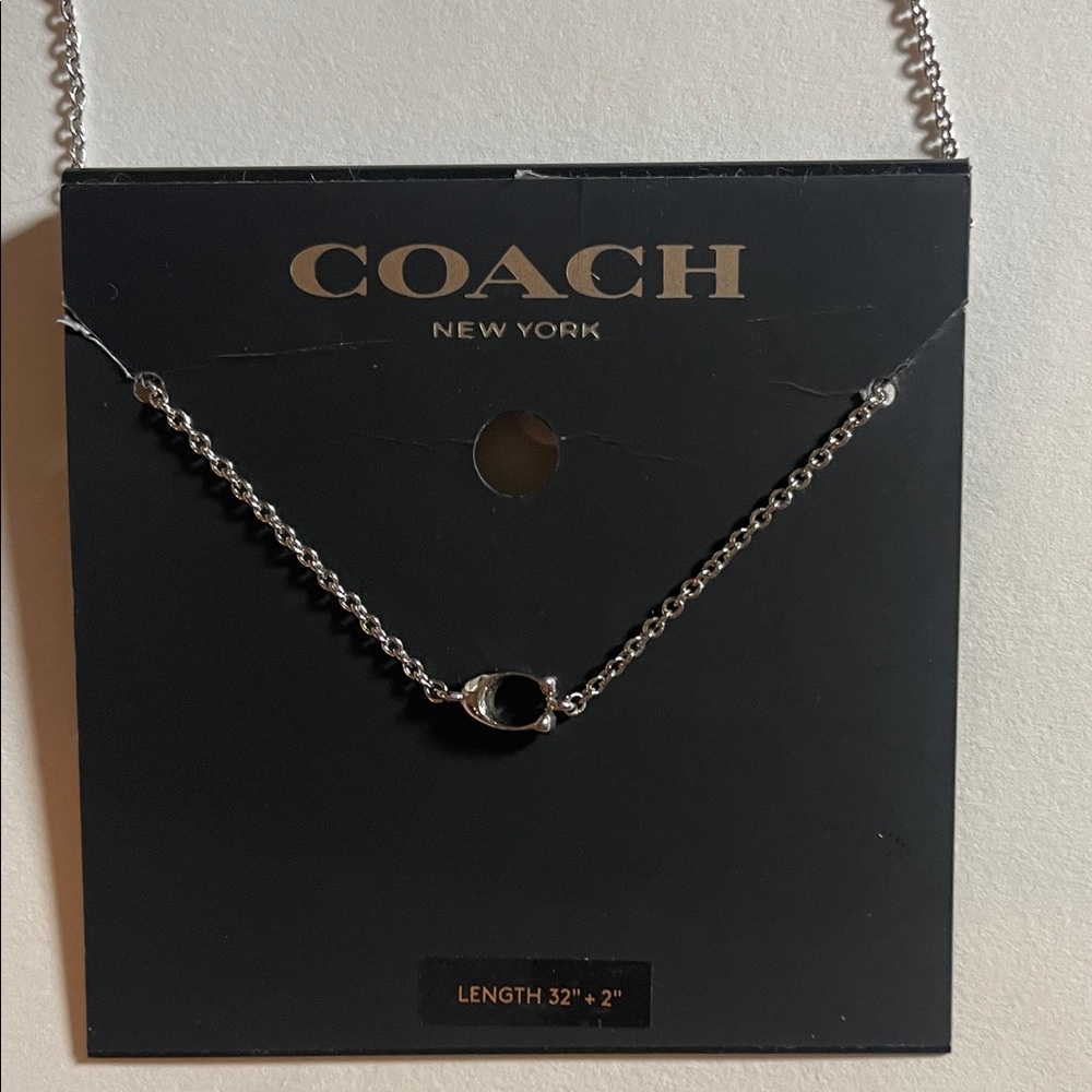 Coach Silver Crystal Signature C Necklace